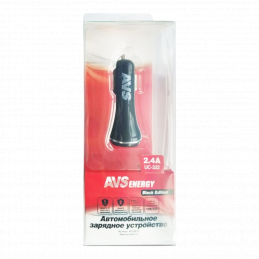 Адаптер автомобильный AVS UC-322 USB 2 порта  (2,4А, черный) (Black Edition)